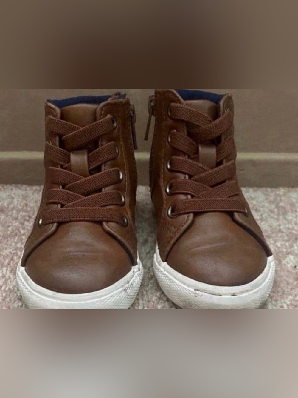 Kids Brown High-Top Sneakers (Size 5C)